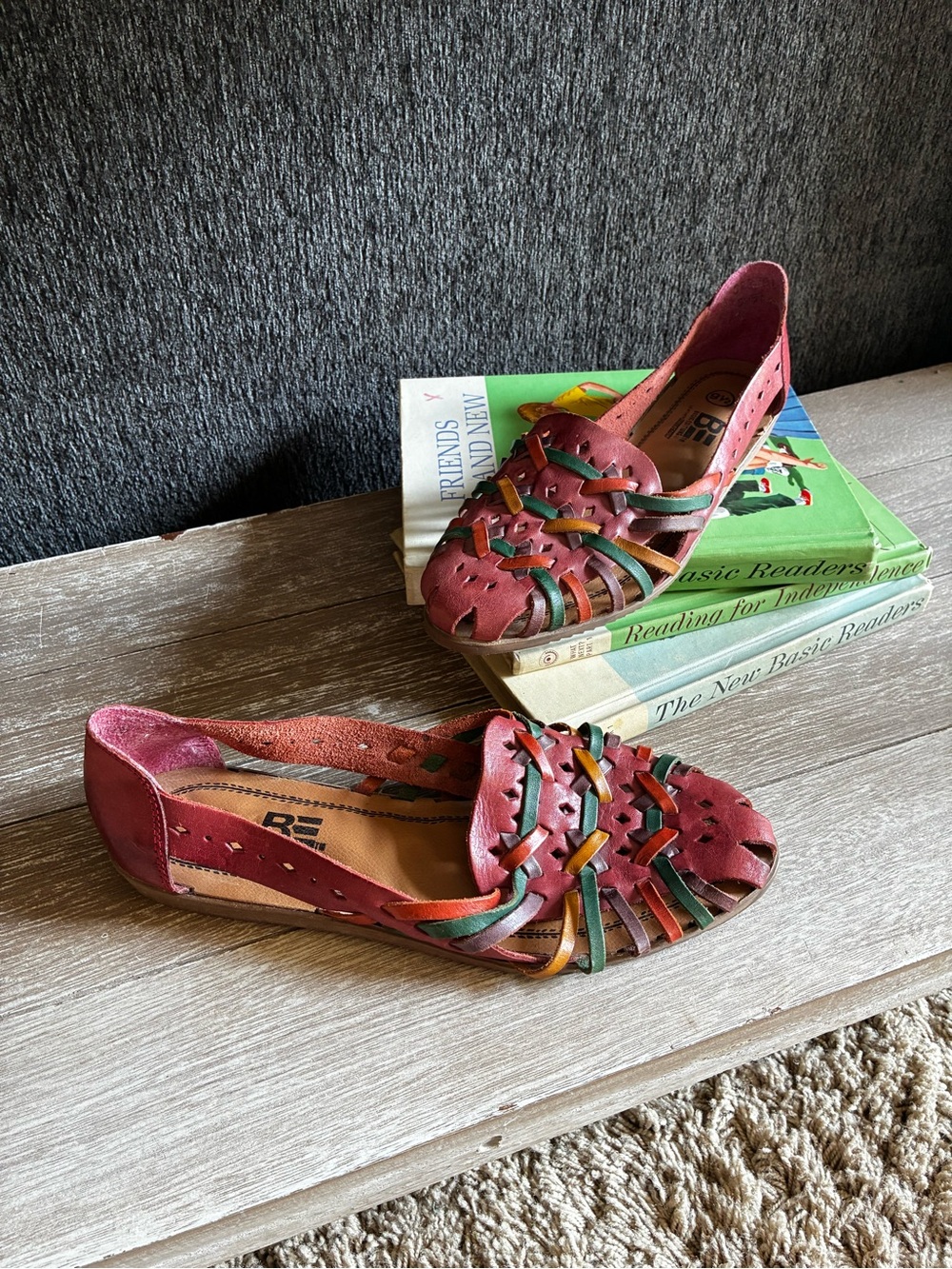 VTG Basic Editions Leather Collection Multi Colored Huaraches Sandals